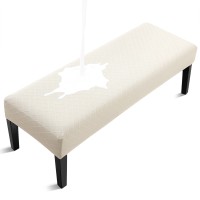 Fuloon Waterproof Stretch Diamond Textured Box Cushion Bench Slipcover | Machine Washable | Beige 
