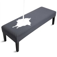 Fuloon Waterproof Stretch Diamond Textured Box Cushion Bench Slipcover | Machine Washable | Dark Gray