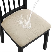 Fuloon Waterproof  jacquard leaves  Chair Seat Cover | 6 PCS  | Beige