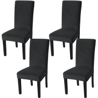 Fuloon Silver fox velvet chair cover | 4PCS | Black