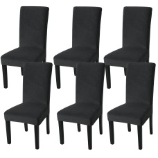 Fuloon Silver fox velvet chair cover | 6PCS | Black