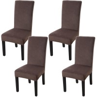 Fuloon Silver fox velvet chair cover | 4PCS | Coffee