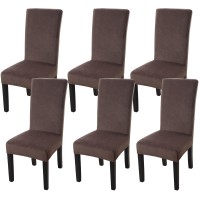 Fuloon Silver fox velvet chair cover | 6PCS | Coffee