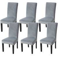 Fuloon Silver fox velvet chair cover | 6PCS | Gray