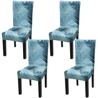Fuloon Fancy Floral Printed Spandex Stretch Chair Cover | 4 PCS | Blue Summer