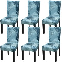 Fuloon Fancy Floral Printed Spandex Stretch Chair Cover | 6 PCS | Blue Summer