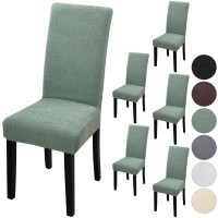 Fuloon Jacquard leaf chair cover | 6PCS  | Matcha Green