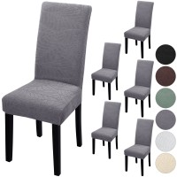 Fuloon Jacquard leaf chair cover | 6PCS  | Dark Gray