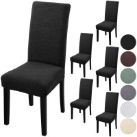 Fuloon Jacquard leaf chair cover | 6PCS  | Black
