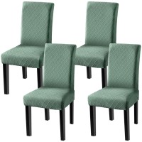 Fuloon Jacquard Stretch Box Cushion Dining Chair Cover | 4 PCS | Matcha Green