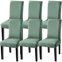 Fuloon Jacquard Stretch Box Cushion Dining Chair Cover | 6 PCS | Matcha Green