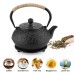 Fuloon Cast Iron Teapot Filter Set Chinese Leaf Pattern with Stainless Steel Filter 30oz/0.9L 