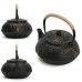 Fuloon Cast Iron Teapot Tea Kettle with Strainer Pine, bamboo and plum pattern 30oz/0.9Litre 