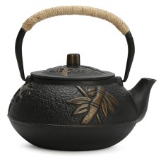 Fuloon Cast Iron Teapot Tea Kettle with Strainer Pine, bamboo and plum pattern 30oz/0.9Litre 